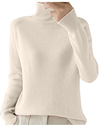 Stickad tröja dam lång, polotröja dam vinter, tröjklänning elegant stickad tröja, ledig långärmad tröja, lös fin stickad tröja, solid tröja, stickad tröja, varm vintertröja