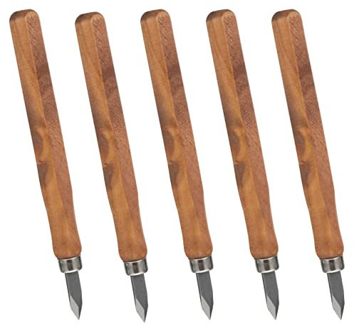 Gadpiparty Set 5 Da Marcatura in Legno Per Intaglio Manuale Taglierine Resistente Manico in Legno Strumenti Precisi Per Fai Da Te e Artigianato