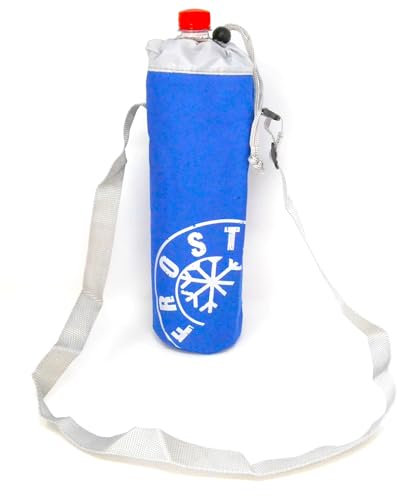 Housse isotherme pour bouteille avec longue sangle, 1,5 litres, bleu et blanc, motif flocon de neige, sac pour bouteille, réfrigérateur