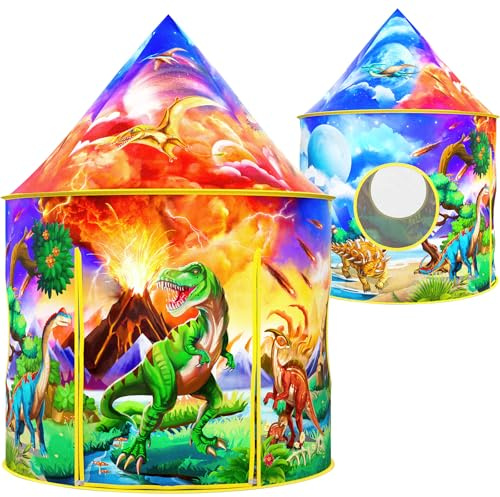 Wilwolfer Tente de Jeu pour la découverte des Dinosaures, Grande Tente Pop-up pour l'intérieur et l'extérieur, Aventure éducative des Dinosaures pour Les garçons et Les Filles (3-12 Ans).