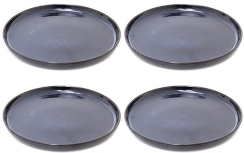 Carousel Home Set of 4 Blue Reactive Glaze Stoneware Plates | Blue Ceramic Side Plates | Microwave & Dishwasher Safe Dinnerware - 21cm