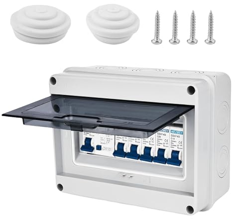 Tableau de distribution électrique en saillie étanche à la poussière IP65 : WIYETY Interrupteur de protection 63A Tableau de distribution en saillie IP65 Interrupteur à air 2x6A+10A+20A+32A Petit
