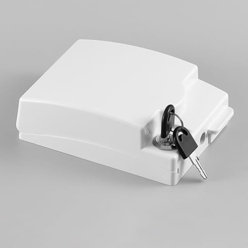 Caja de enchufes impermeable con llave, cubierta protectora para enchufes eléctricos adecuada para oficinas y uso comercial (blanco)