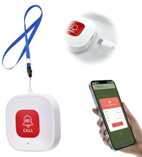 ALEENFOON Tuya WiFi Pulsante Salvavita Anziani,SOS Cercapersone per Anziani,Monitoraggio Tramite App Intelligente,Sistema di Allarme di Emergenza per Pazienti/Anziano/Bambini/Donne Incinte