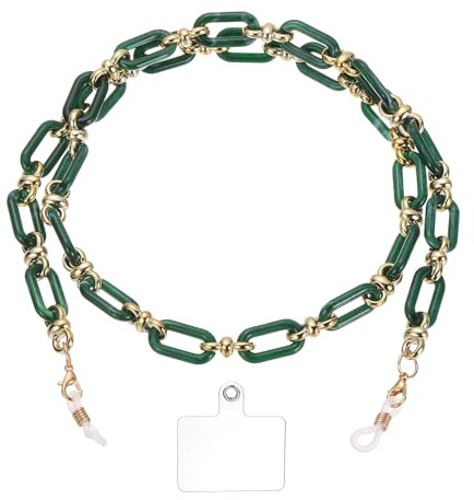 QUARKZMAN Chaîne De Lunettes En Acrylique, Attache Lunettes Porte-Lunettes Autour Du Cou Lanière Pour Lunettes De Soleil Porte-Lunettes Sangle Chaînes Avec Attache Pour Femmes, Vert Foncé