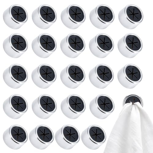 GOMAKERER 24pcs crochet Adhésif Rond pour Torchons de Cuisine Crochet Porte Serviettes à Main Crochet Porte Torchons Support pour Torchons et Essuie Mains pour la Douche à Domicile Ou Porte