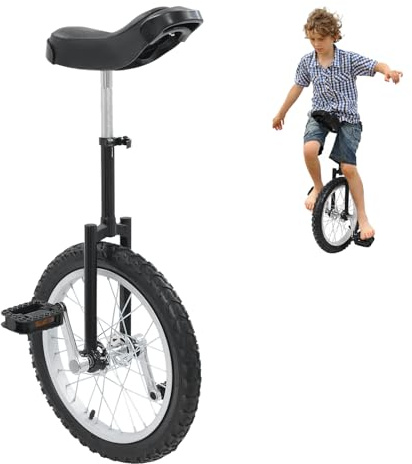 LKHDONG Unicycle - Béquille monocycle - Unisexe - 16 - Avec poignées - Pour entraînement d'équilibre - Hauteur réglable de 71 à 81 cm - Noir