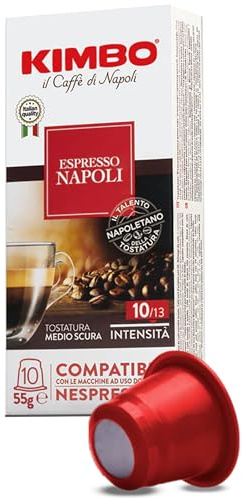 Kimbo, Spacca Napoli, 120 Capsule Caffè Compatibili Nespresso® Original®, Miscela Equilibrata e Corposa, Intensità 10/13, Tostatura Medio-Scura, 12 Pack da 10 Capsule