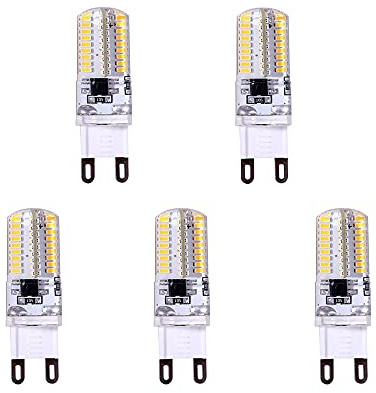 LEKIBOP G9 LED Bulbs Beads Lighting 110V 3W Energy Saving Corn Light 72 Pcs 2835 SMD Bi-Pin G9 Base No Strobe Flicker Free Halogen Replacement Bulb Under-Cabinet Light Puck Light (Cool White, 5 PCS)
