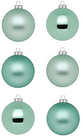 Inge Glas Weihnachtskugeln | Schöne Christbaumkugeln aus Glas | 30 Kugeln in Karton-Box | Christbaumschmuck Weihnachtsbaumschmuck Weihnachtsbaumkugeln (Winter Jade | Mint Glanz/matt)