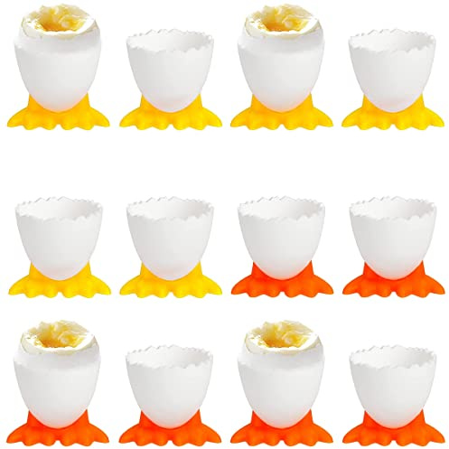 WideSmart 12 Pcs Coquetier,Coquetier Silicone Cuit Oeufs Coquetier Oeuf Original Ensemble de Coquetiers Porte-Silicone Coquetier Coquetier Oeuf Plastique Paques Casier à Oeufs pour Petit-Déjeuner