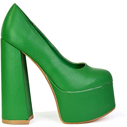 Womens Platform Block High Heel Court Shoes Ladies Party Evening Close Toe Heeled Pumps Size 3-8