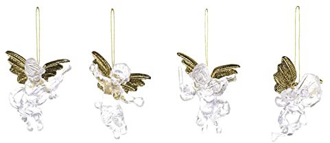 4 stücke Weihnachtsengel Ornamente Engel Mit Gold Weihnachtsbaum Hängende Anhänger Feiertagsdekorationen Wärmestrahler (Clear, One Size)