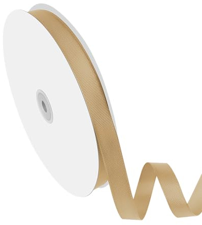 Isaspire 5/8 Width x 100 Yards Grosgrain Ribbon, Champagne Gold Ribbed Ribbon for Gift Wrapping, Hair, Bows, Craft, DIY, Swags, Wedding, Valentine's Day, Christmas and Party Decoration