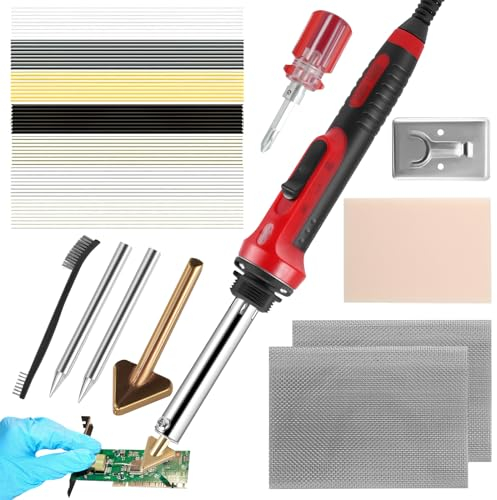 100W Plastic Welding Kit Soldering Iron Kit, 3-Speed Adjustment Temperature Plastic Welder with 56pcs Rods, 4 Soldering Tips, Professional Surface Repair Tool for Car Bumper, Dashboard, Kayak