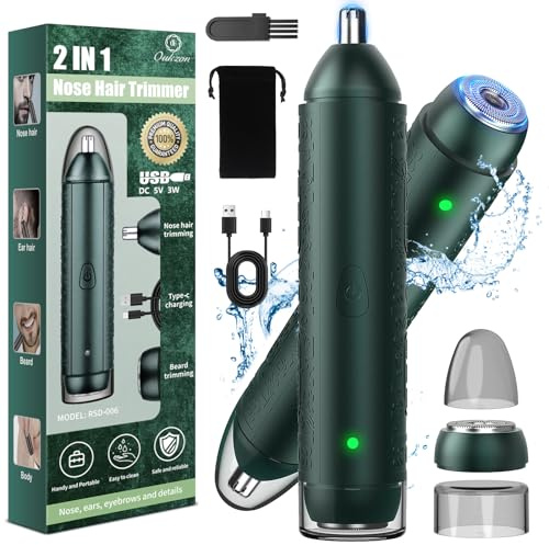 Tondeuse Nez, 2 en 1 Rasoir Poil et Tondeuse Barbe Homme - Rasoir USB Rechargeable Professionnel pour Nez, Visage, Barbe, Indolore Pour Homme Et Femme