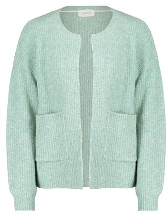Cartoon Damen Strick-Cardigan mit Taschen Emerald Green Melange,44