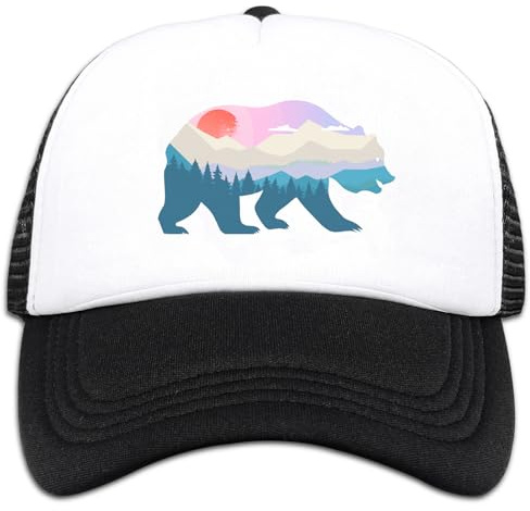 Bear Toddler Hat Landscape Mesh Hats for Kid Boys&Girls Sunset Baseball Cap