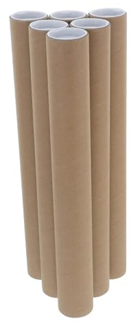 DIYEAH Tubi di Carta Kraft Rotondi 45mm X 40cm Tappi Plastica, Set da 6 Tubi Porta Poster e Scatole di Imballaggio per Spedizione e Conservazione Opere D’arte e Documenti Multipli