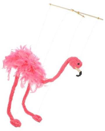 KONTONTY Zeichenfolge Flamingo-Puppe Vorgeben, Puppenspiel Zu Marionetten Lustige Figur Handwerk Tier Marionette Marionette Interaktives Plüschtier Rosa Feder