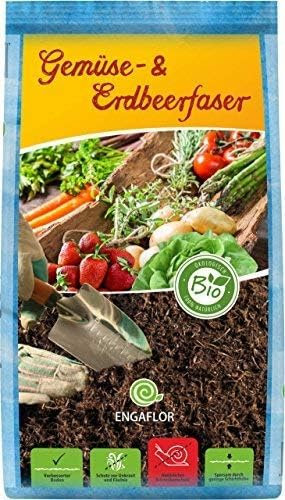 ENGAFLOR® Bio Gemüse- & Erdbeerfaser - torffrei, geruchsneutral, gerbsäurefrei, Mulch und Abdeckfaser für den Garten 50l Sack