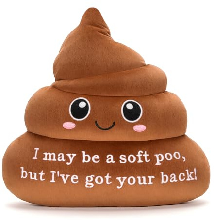 HOMQYTE Funny Poop Throw Pillow Decorative Positive Poo Stuffed Plush Cushion for Couch Home Decor Christams Gag Gifts (Brown)