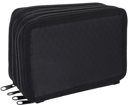 Oxford pennfodral Bärbar duk påse i ren färg 72 fack Organiserare 4 fack Bärbara akvarellborstar Omslagsväska för konstnärer Studenter Professionella 20 x 13,5 cm Oxfordduk (Svart)