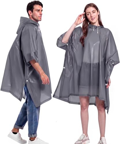 NAYEZH Rain Poncho Raincoat, 2 Pack Unisex Adult Waterproof Poncho, Lightweight Reusable Hooded Rain Jacket, Portable Emergency Outerwear for Camping, Travelling and Daily Outdoor Use