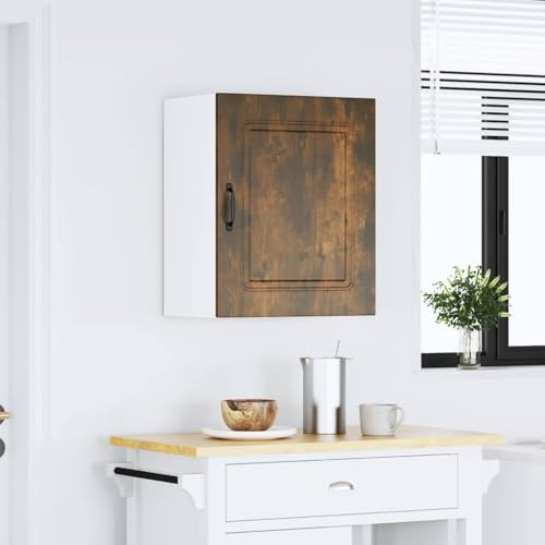 GeenYuu köksväggskåp Kalmar rökt ek trämaterial 50 x 31 x 60 cm förvaringsskåp med dörrar för kök vardagsrum hall mångsidigt användbart, hållbart och lätt att rengöra