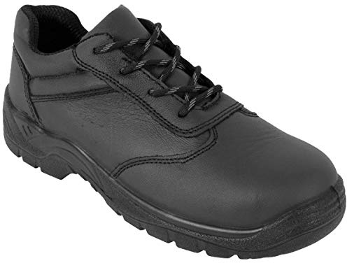DURUS WORKWEAR Steel Toe Cap Safety Protective Lace-Up Smooth Uniform Shoe Black