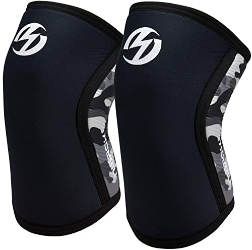 Nisrok Ginocchiere (1 paio), ginocchiere a compressione in neoprene da 7 mm, ottimo supporto per cross training, sollevamento pesi, powerlifting, squat, basket e molto altro ancora S