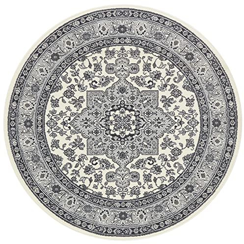 Nouristan Mirkan Orient Teppich Rund – Wohnzimmerteppich Orientalisch Kurzflor Vintage Orientalischer Teppich für Esszimmer, Wohnzimmer, Schlafzimmer – Rot, 160cm