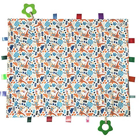 G-Tree Large Tag Security Blanket for Babies - Toddlers Taggy Security Blanket, Cute Tag Blanket for Infant, Blue