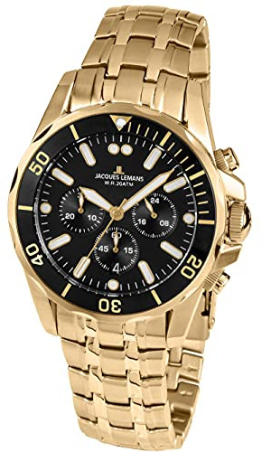 JACQUES LEMANS Herrenuhr Liverpool massiv Edelstahl Chronograph 1-1907Z