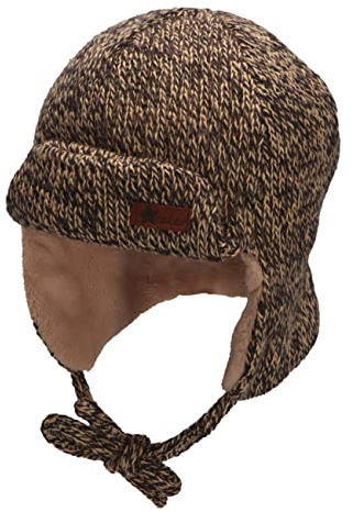Sterntaler Baby Jungen Mütze Baby Fliegermütze Strickware Mütze - Mütze Baby - aus Teddy mit Ohrenklappen und Bindeband - dunkelbraun, 51