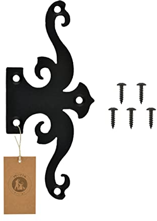 MoriaDesign Rustikal Scharniere - 80 x 180 x 2 mm - Schwarz - Torband Schwarz Schmiedeeisen - Scharnier für Gartentore, Holztüren, Holztore und Fensterläden, Dekorative Kreuzgehänge