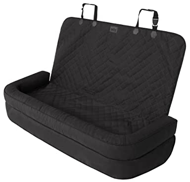 DOGGY Hundeautositz, Hundebox, Hundebett, Transportboxen, Rückbank, Hundedecke, Hundekörbchen, Katzenbett, für kleine Hunde, 135 x 45 cm, Schwarz Oxford