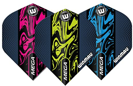 WINMAU Mega Standard Jeu de fléchettes liquides – 3 jeux par paquet (9 ailettes au total)