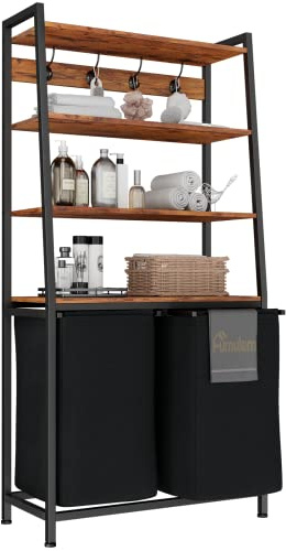 Furnulem Laundry Hamper with Shelf, Tall Laundry Basket Clothes Hampers