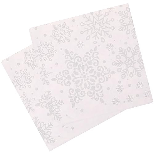 Trimming Shop Snowflake Printed White Paper Napkins 33cm x 33cm, 2 ply Decorative Xmas Serviettes for Christmas Party, Holiday Table Settings, Winter Dinner, New Year Event Supplies - Pack of 20