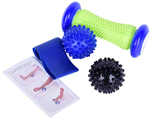 FUWIND Set di 4 pezzi di bastone da massaggio yoga in PVC con spine allenamento palla da massaggio fascia attrezzature per rulli per caviglia