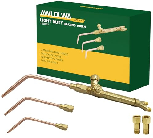 AWLOLWA Ligth Duty Welding/Brazing Series J Torch Handle with Welding Tips, with Check Valves