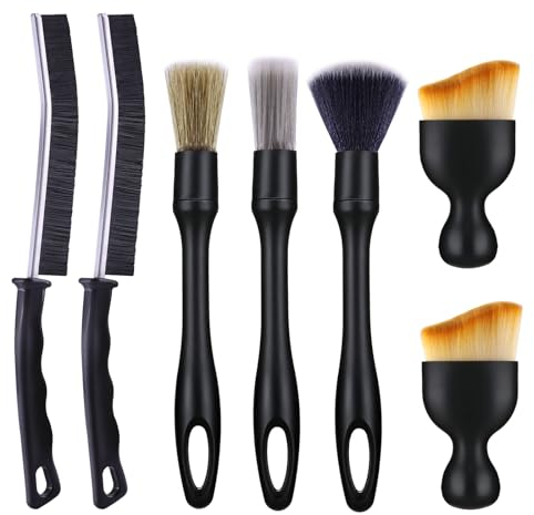 GOLDEROC Auto Reinigung Pinsel Set, 7 Stück Auto Detailing Pinsel, Auto Innenraum Reiniger Bürste Set, Auto-Fugenreinigungsbürste, Detailingbürste, Staubpinsel Auto, Felgenbürste, Reifenbürste