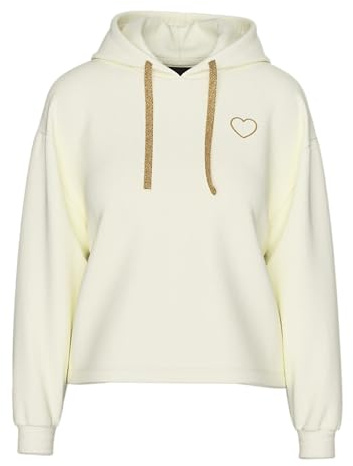 Pieces Pcchilli Ls Heart Sweat à Capuche Noos BC, White Pepper, M