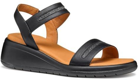 Geox - D MELICONIA E, Sandalia de cuña Mujer, Black,