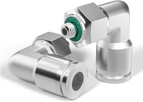 TAILONZ PNEUMATIC - Raccords coudés mâles en acier inoxydable 304 pour tubes de 4 mm de diamètre extérieur x filetage M5 de 90, à emboîter PL4-M5 (lot de 2)