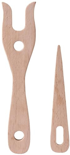 Lucet Fork and Big Eye Nalbinding Needle Wooden Knitting Needles DIY Weaving Tools for Knitters Crocheters Bracelet Necklace Braided Tools