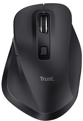 Trust Fyda Aufladbare Kabellose Maus Bluetooth + 2.4GHz, Ergonomische Daumenauflage, 50% Recyclingkunststoff, 800-2400 DPI, Mehrgeräte Funkmaus, Bluetooth Maus Laptop PC iOS Android Mac Büro