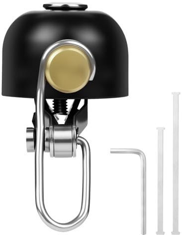 AXFEE Timbre de Bicicleta,Timbre Universal para Bicicleta de 80DB, Manillar Clásico Retro Vintage, para MTB Bicicleta Carretera Plegable Urbana Ebike(Negro, Diámetro del Manillar: 22-26 mm