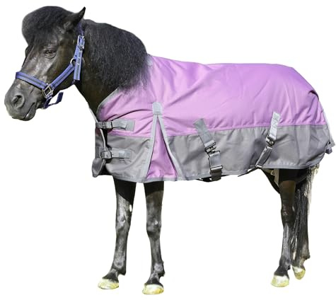 Gallopoff 1200D Ripstop Mini Horse/Pony Blanket, Medium Weight 200g Fill - Waterproof Breathable Warm Winter Turnout Blanket for Foal/Weanling/Yearling/Donkey/Mule Violetgrey 63